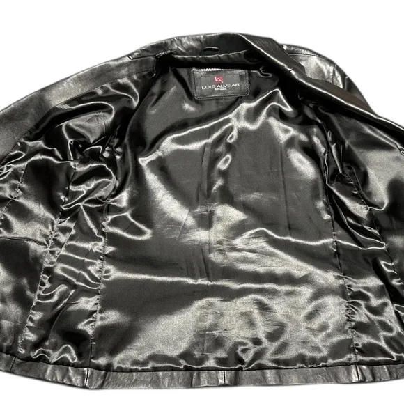 Vintage Luis Alvear ~ Women’s 100% Genuine Soft Leather Black Jacket ~ Size L - Picture 5 of 14